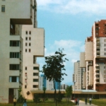 Blok 5 Podgorica - residential buildings surrounded by green spaces and pedestrian walkways.
